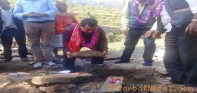 पर्वतको थापाठानामा बन्ने राधाकृष्ण मन्दिरको शिलान्यास